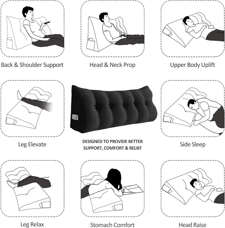 Lesekissen Dicklich Rückenkissen Lesekissen für Couch, Rückenlehne Kopfende, Dreieckiges Sofakissen