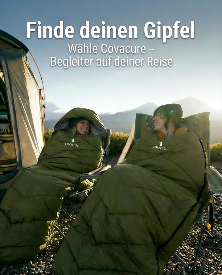 COVACURE Schlafsack Camping – Ultraleichter Sommerschlafsack und Deckenschlafsack, 3 Jahreszeiten Sl