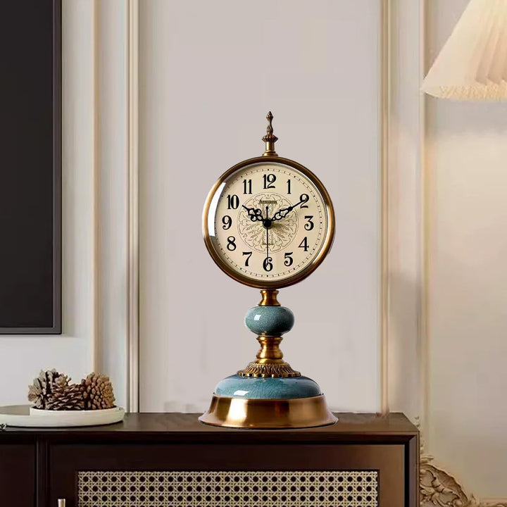 Vintage Tischuhr Gold, Klassische Retro Kaminuhr Batteriebetrieben, Tischuhr Retro Vintage für Kamin