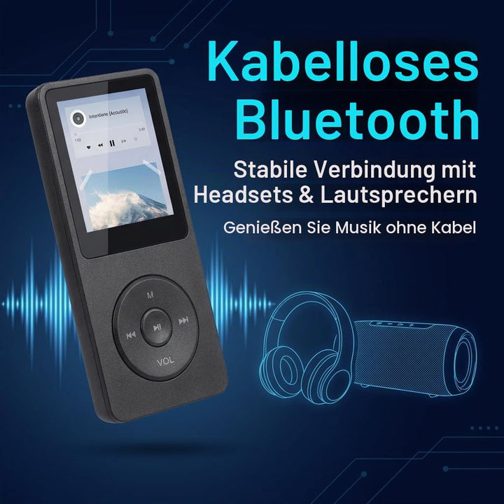 Bluetooth 5.3 MP3 Player mit Lautsprecher, 1,8 Zoll Bildschirm, Verlustfreier HiFi Bluetooth MP3 Pla