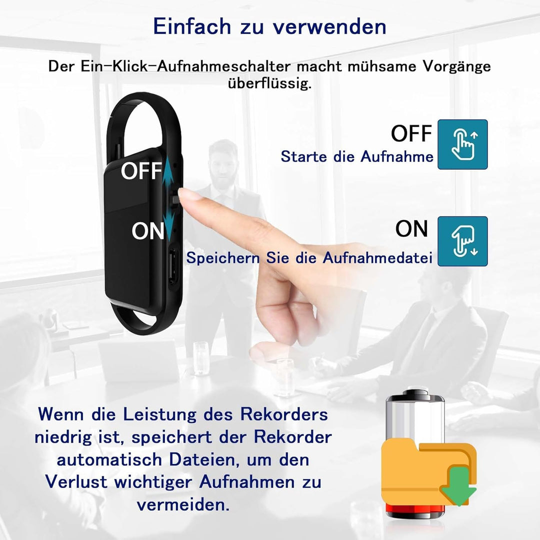 64G Diktiergerät Mini,Aufnahmegerät Spionage,Spion abhörgerät,Spion digital Voice Recorder Schlüssel
