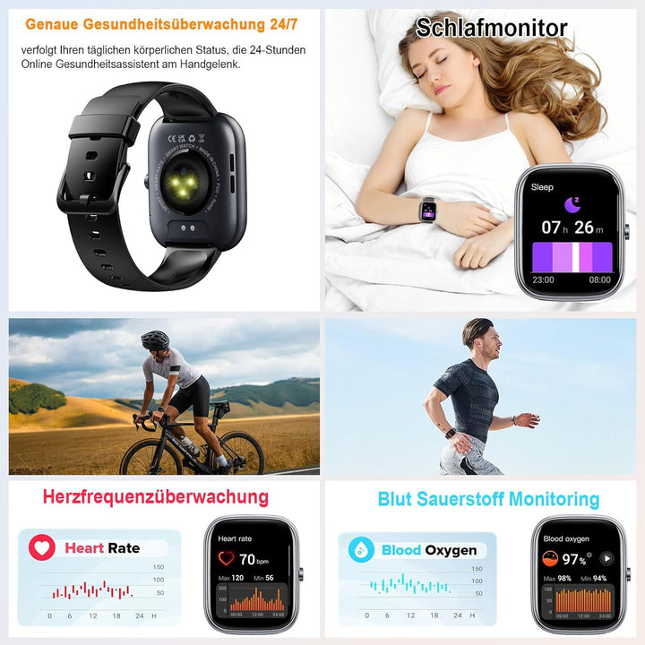 Motast Smartwatch Herren Damen,2026 1,91" HD Smart Watch Damen Bluetooth-5.4-Anrufe,110+ Sportmodi F