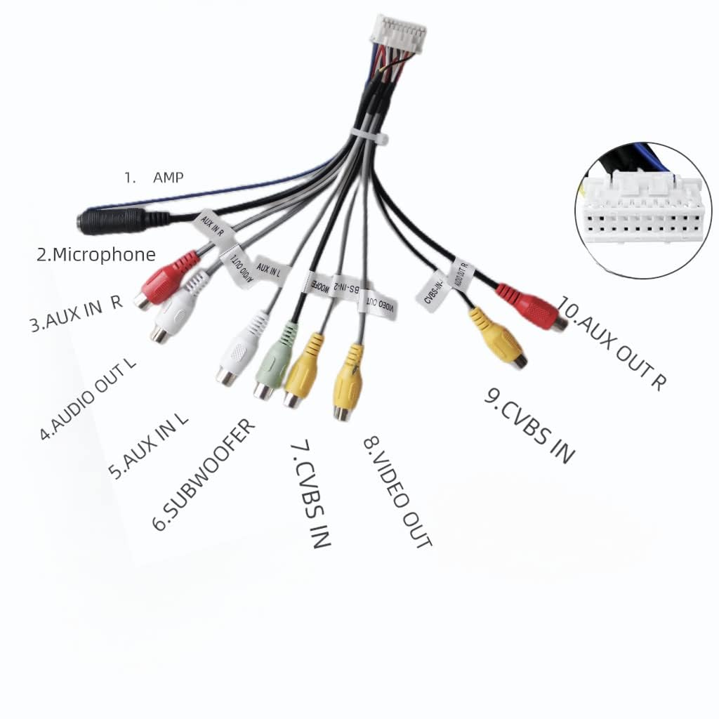 20 Pin RCA Stecker Stereo Audio Video AUX Adapterkabel für Android Autoradio RCA Kabelbaum mit Subwo