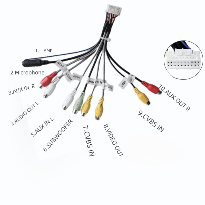 20 Pin RCA Stecker Stereo Audio Video AUX Adapterkabel für Android Autoradio RCA Kabelbaum mit Subwo