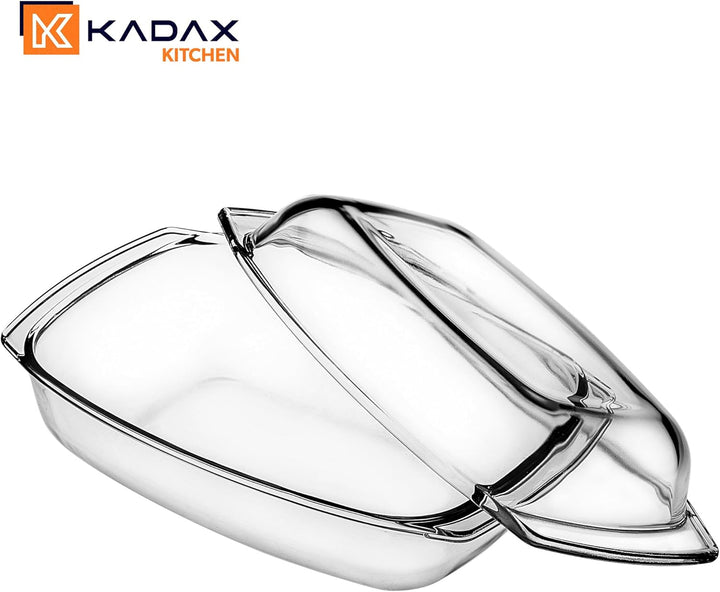 KADAX Auflaufform mit Deckel 4,1L – rechteckige Glasbratform, feuerfest & spülmaschinenfest – ideal