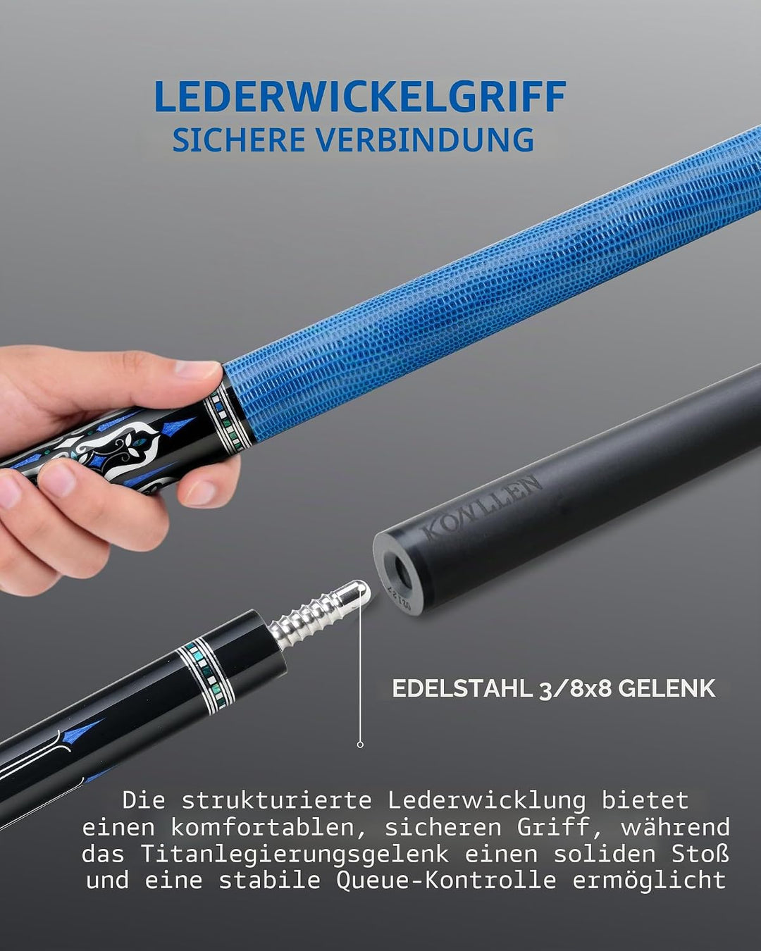 KONLLEN Billardqueue aus Kohlefaser, 58 Zoll, professionelle Billardstöcke für Erwachsene, Vollcarbo