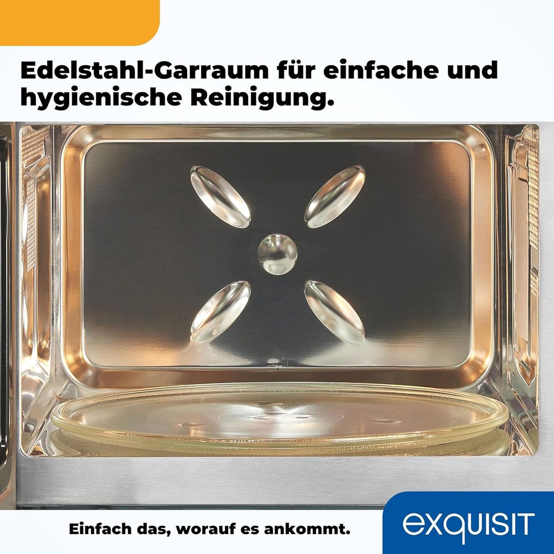 Exquisit EMW25-G-020 Schwarz | 60cm Einbaumikrowelle | Grillfunktion | Touch | Timer | Schnellstart