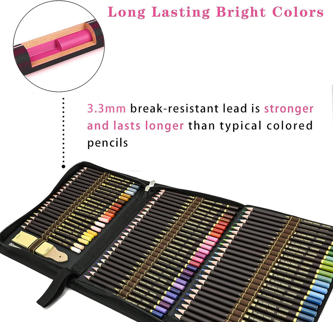 96pcs Buntstifte Set,Bleistift Zeichnen Set für Skizzieren,Profi Malset Art Set inklusive federtasch