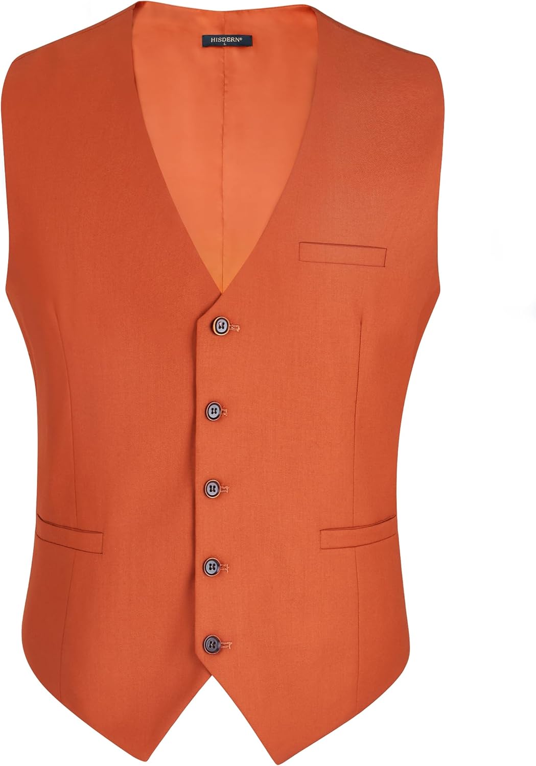HISDERN Herren Formale Hochzeit Party Weste Baumwolle Einfarbig Weste XS Gebranntes Orange, XS Gebra