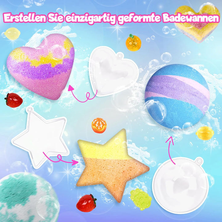Charmofun Badebomben Kinder, DIY Badebomben Geschenk Set, Badekugeln Kinder mit Überraschung, Handge