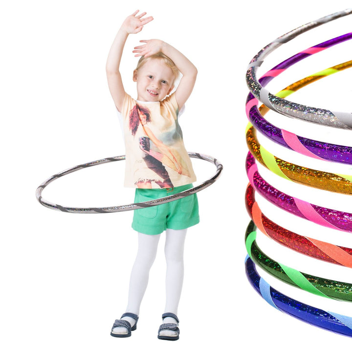 Hoopomania Glamour Kinder Hula Hoop Reifen Ø80cm Glitter-Silber-Grau, Ø80cm Glitter-Silber-Grau