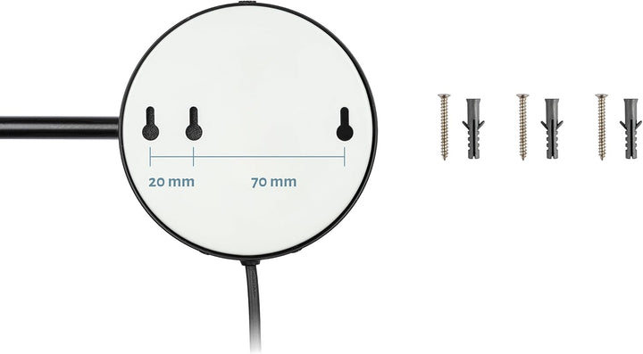 LED Kosmetikspiegel Modena schwarz – 360° Wand-Schminkspiegel mit Dimmer, Tageslicht-LEDs &amp; 5x/10x V