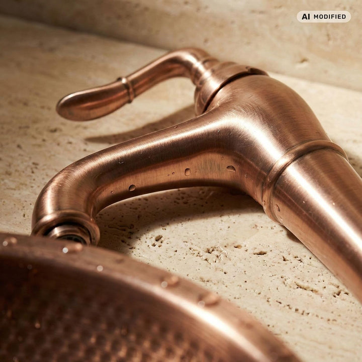 PaulGurkes Unterputz Duschsystem Set Kupfer Rote Bronze Regendusche, Ares &amp; Kronos:Waschtischarmatur