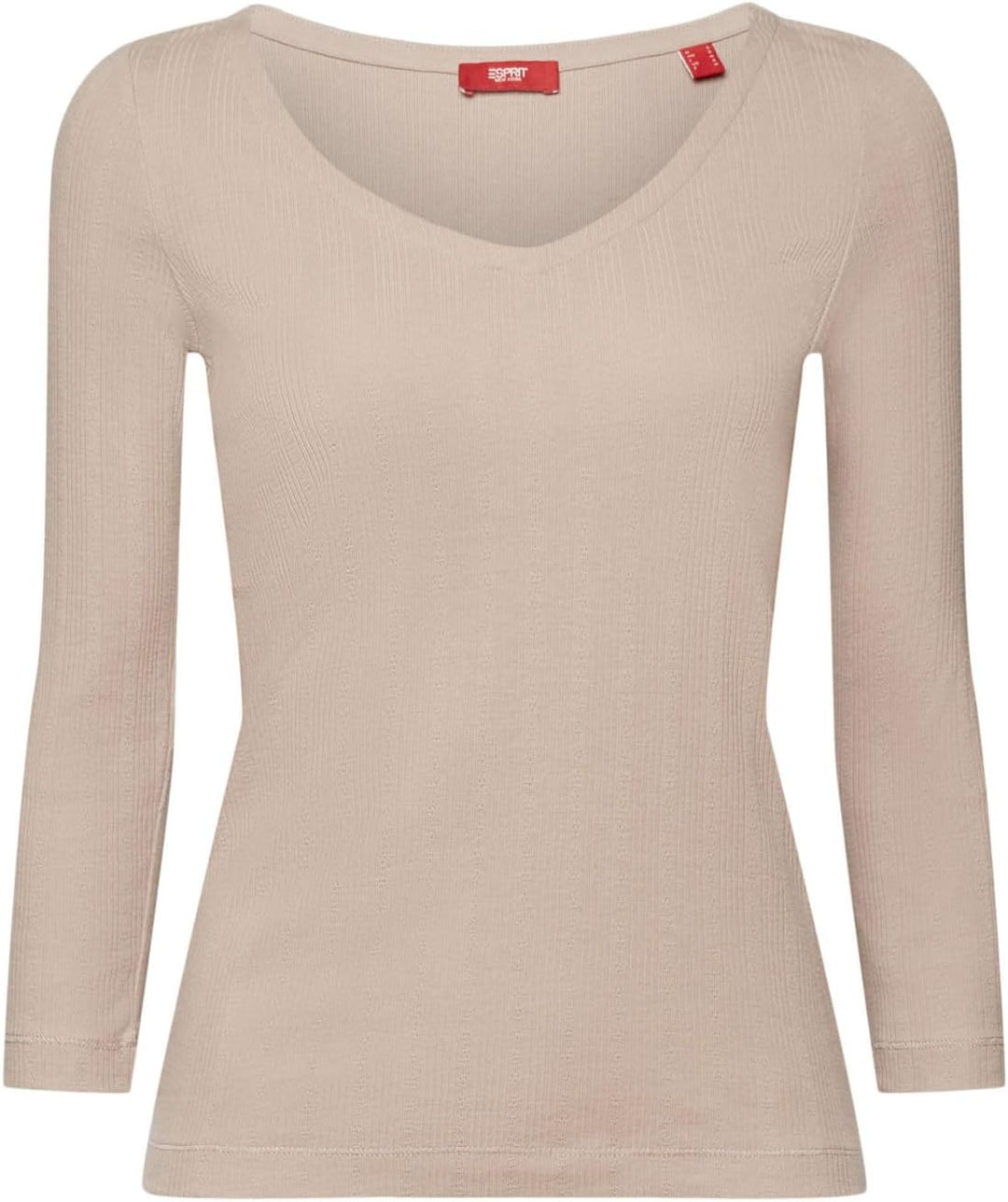 ESPRIT Longsleeve im Pointelle-Design XXS Light Taupe, XXS Light Taupe