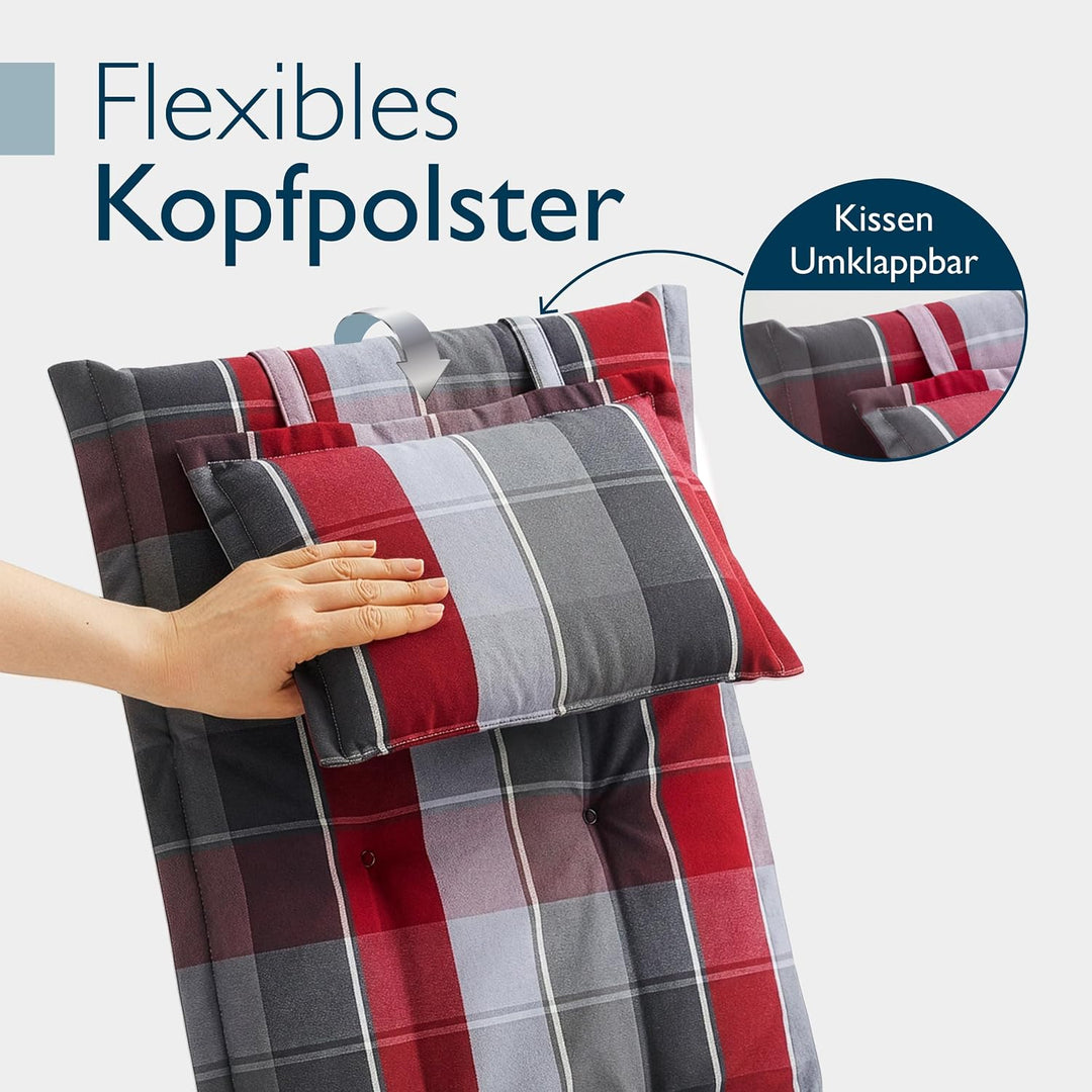 Beautissu 2er Set Gartenstuhlauflagen Hochlehner Auflagen UV-Lichtecht | 120x50cm 7cm Polster Grau R