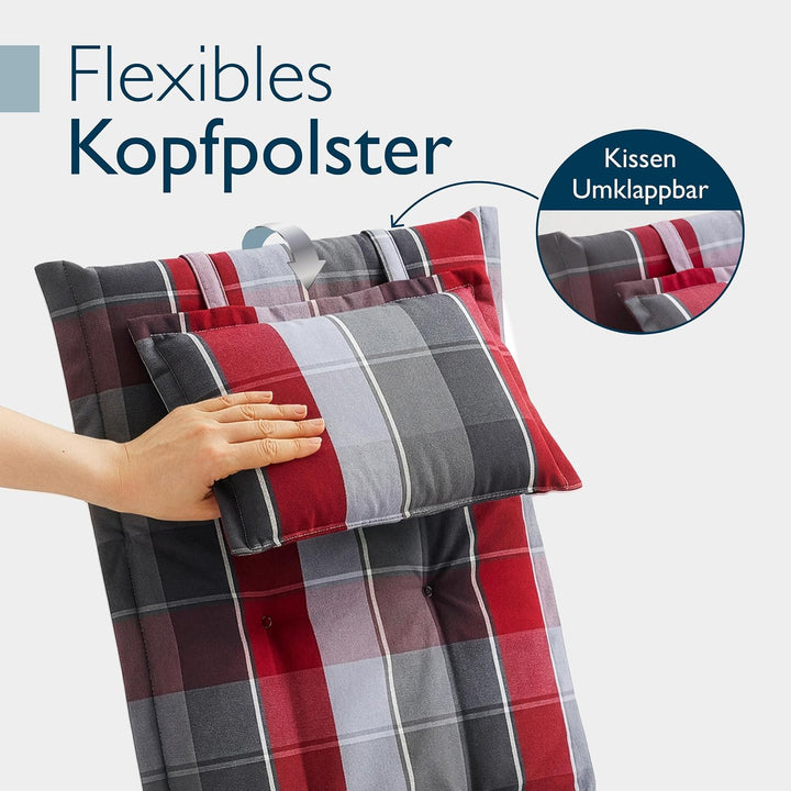 Beautissu 2er Set Gartenstuhlauflagen Hochlehner Auflagen UV-Lichtecht | 120x50cm 7cm Polster Grau R