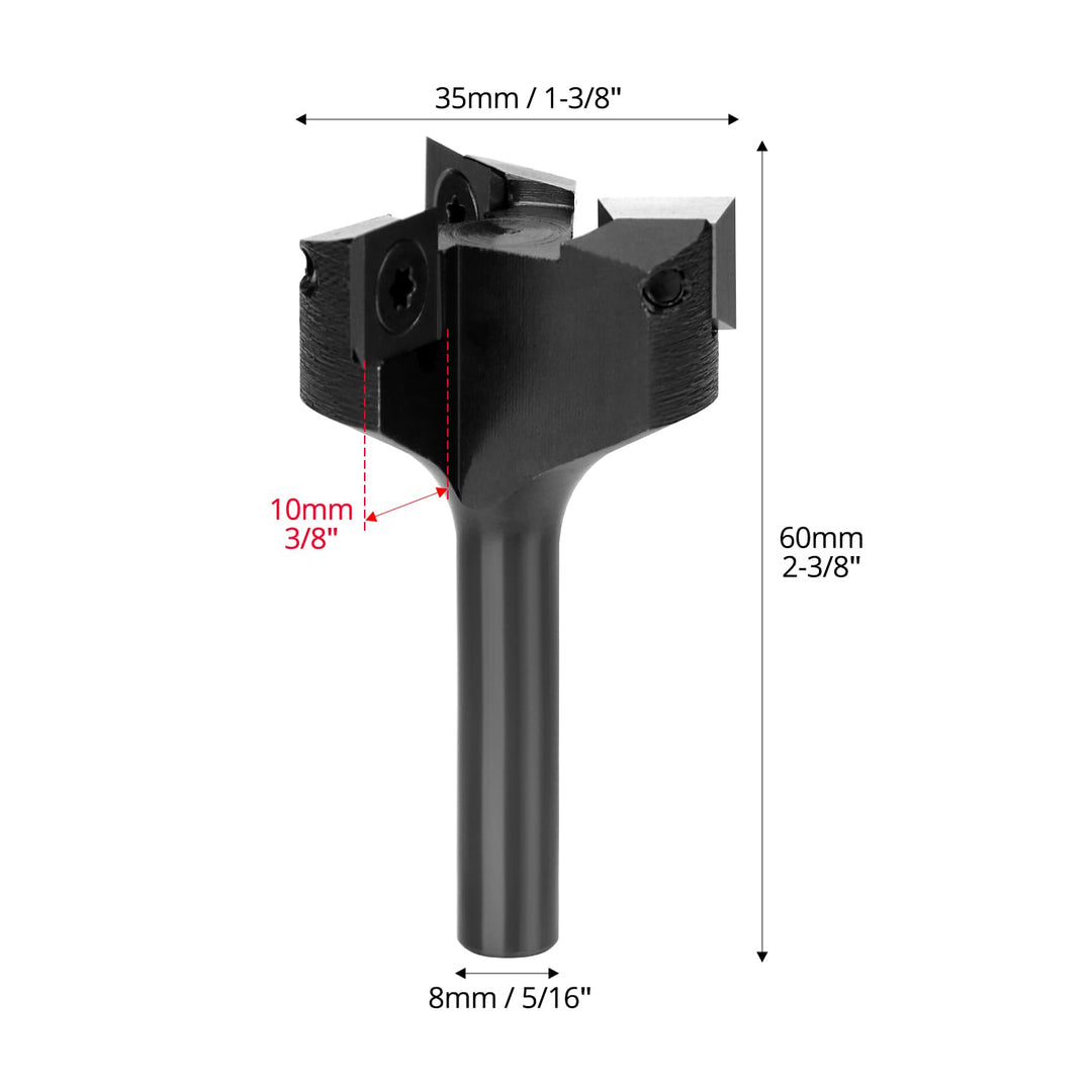 QWORK® Planfräser 8mm Schaft, 35mm Durchmesser Planfräser, Fräser für Oberfräse, Planfräser für Holz