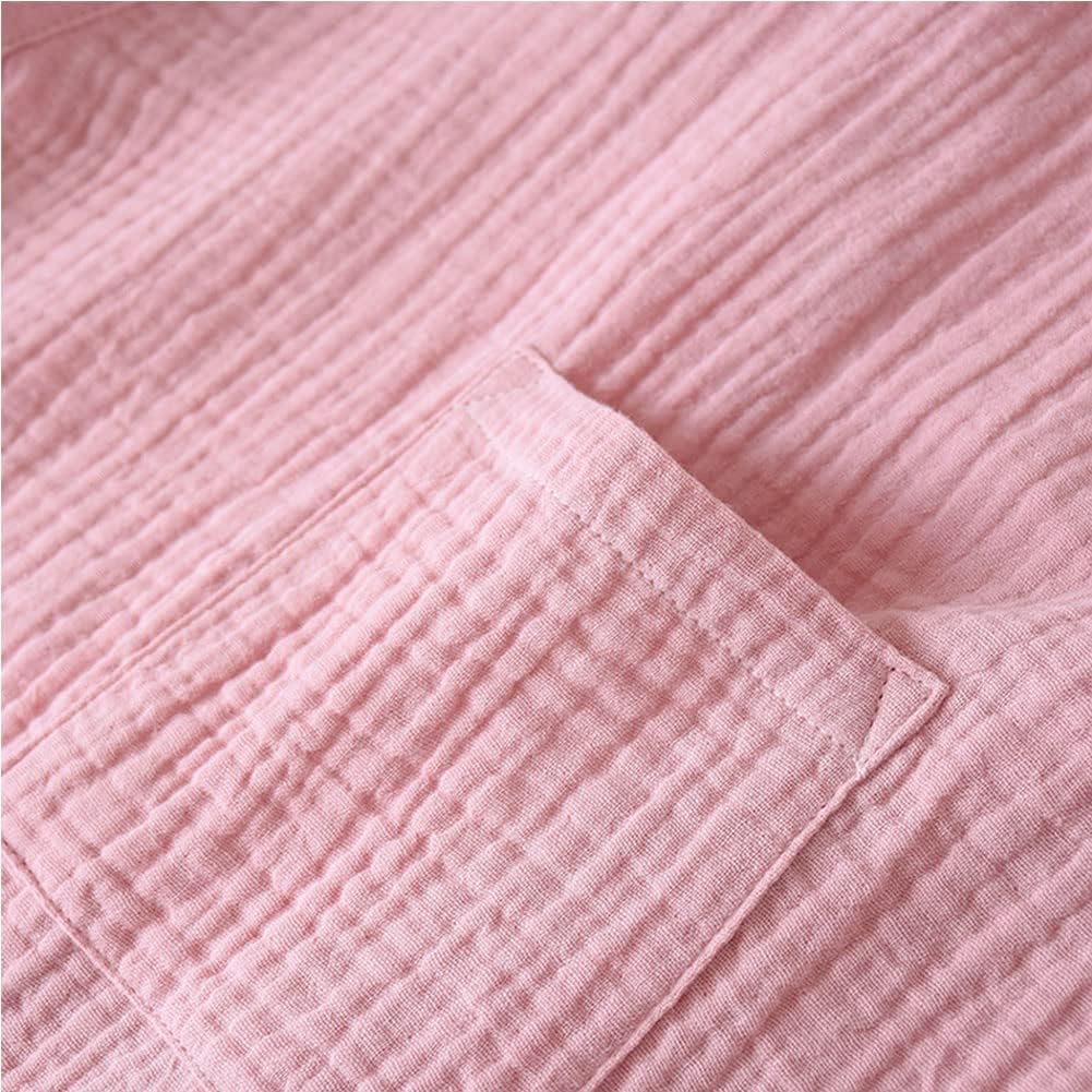 OWLONLINE Weicher Reiner Pyjama aus Baumwollkrepp für Damen, japanischer Kimono-Pyjama, Grösse XL-C1