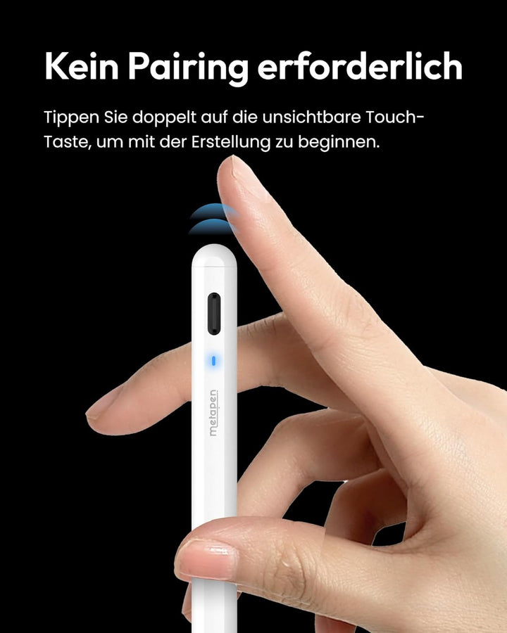 Metapen A8 Stift für iPad 2018-2024, Schnellladefunktion, Palm-Ablehnung, Pencil für Apple iPad Pro