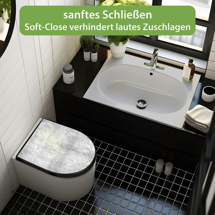 banjado WC Sitz mit Absenkautomatik D Form - Toilettendeckel mit Absenkautomatik D Form - Klodeckel
