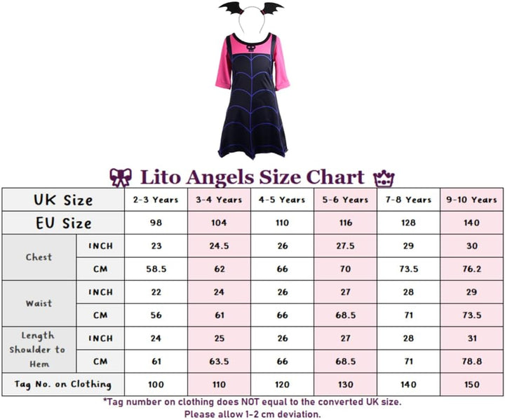 Lito Angels Kostüm Kleid Verkleidung für Kleinkind Mädchen mit Fledermausflügel Haarreifen und Flüge