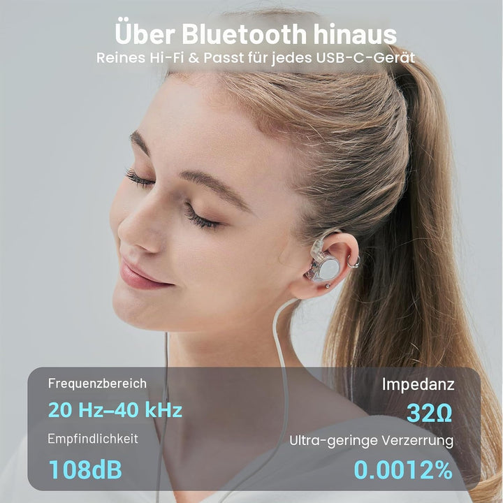 Hidizs ST2 Pro USB-C-Kopfhörer, kabelgebunden, Dual-Magnetschaltung, 10 mm Dynamik-Treiber, In-Ear-M