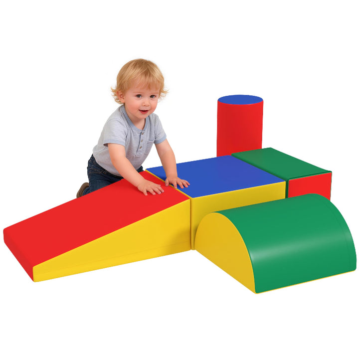 HOMCOM 5 TLG. Schaumstoff Bausteine Kinder Softbausteine Klettern Bauklötze Weiche Schaumstoffbauste