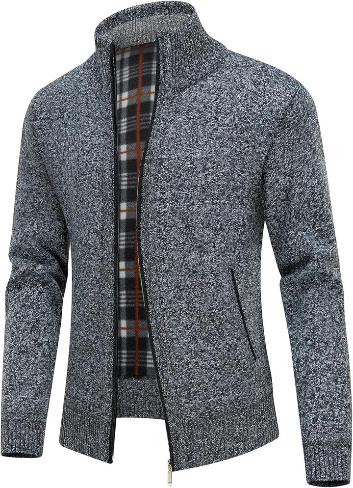 KUDORO Strickjacke Herren Cardigan Trachtenjacke mit Reissverschluss Gestrickt Wintermantel Strickja