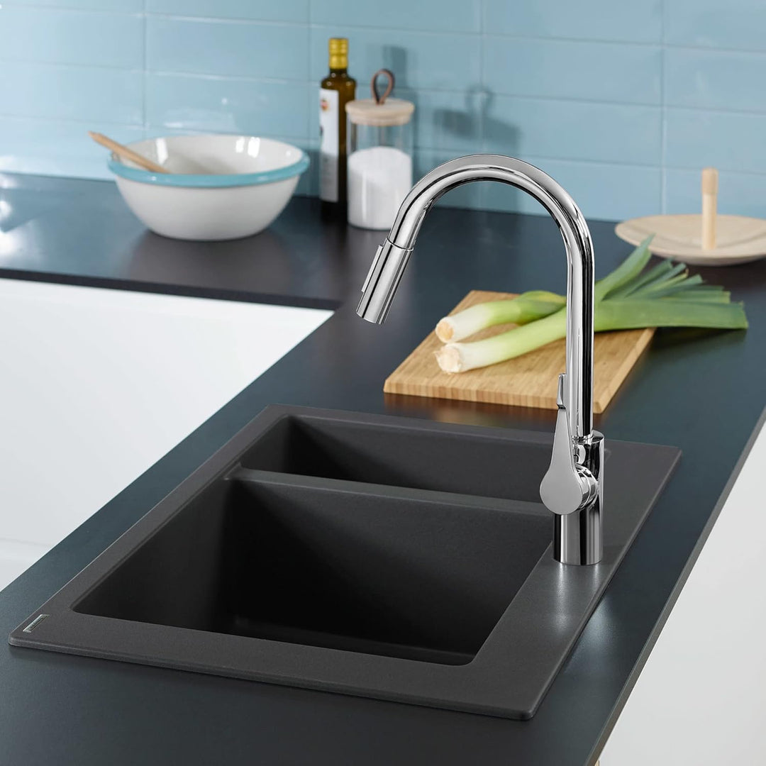 hansgrohe Cento XL Einhebel-Küchenarmatur mit ausziehbarer Brause und Schwenkauslauf, chrom Chrom Ha