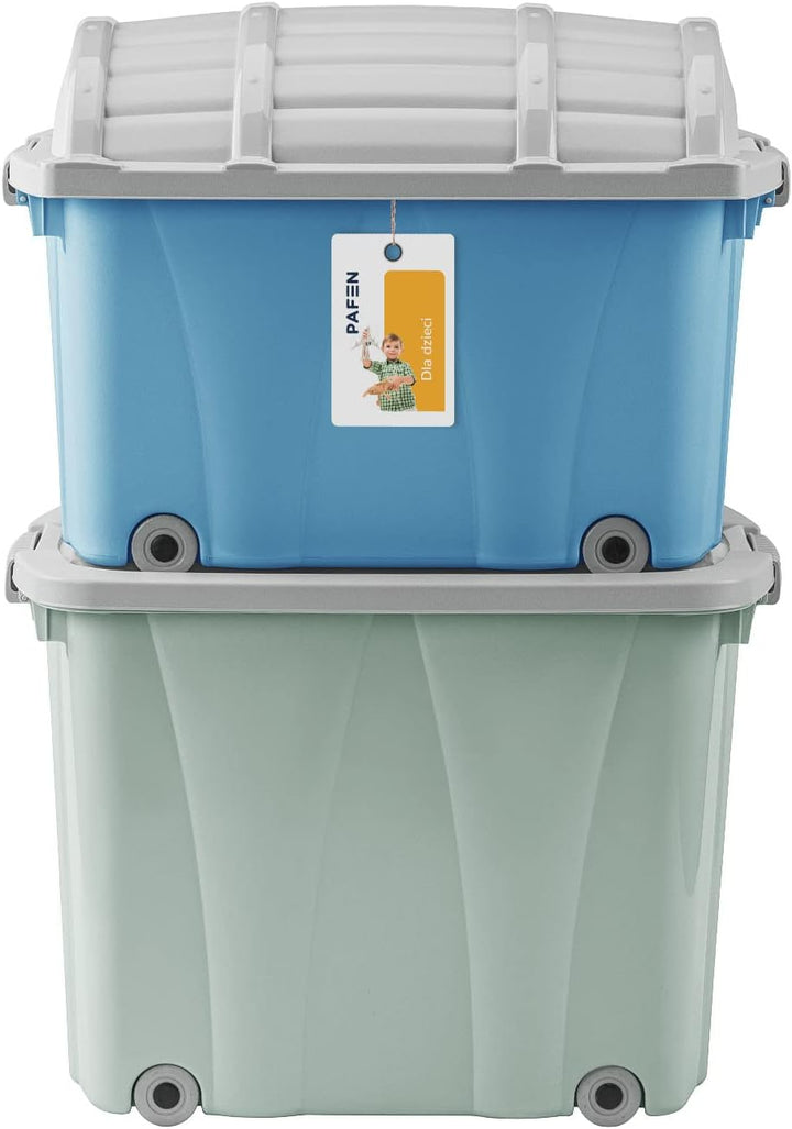 PAFEN Piraten Spielzeugkisten SET – 2x Schatzkiste 49l + 62l mit Rollen - Spielzeugbehälter Aufbewah