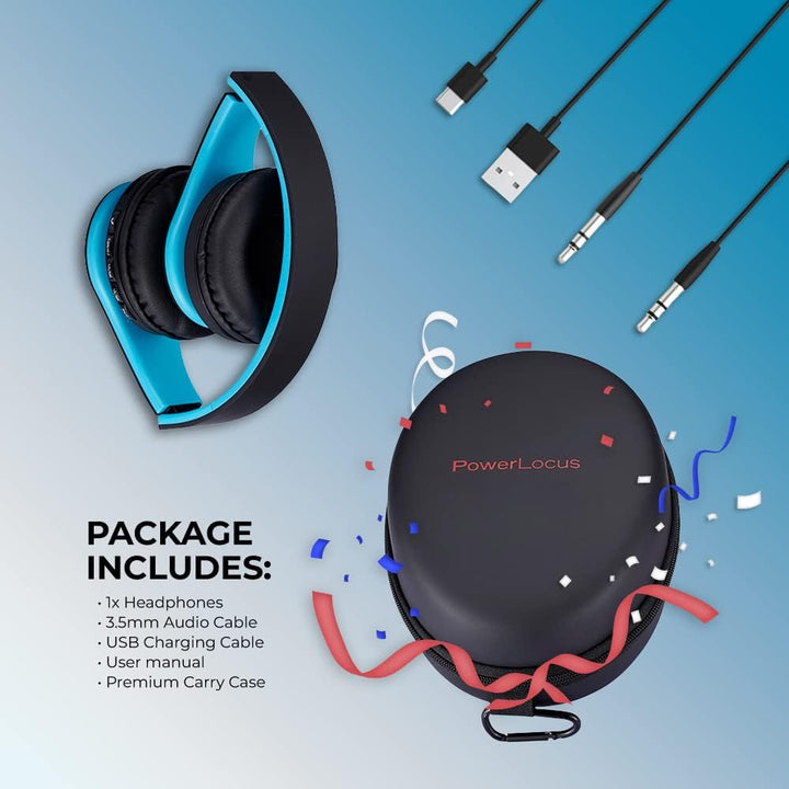 PowerLocus Bluetooth Kopfhörer Over Ear, Kabellose Kopfhörer, HiFi Stereo, Faltbare Kopfhörer mit Mi