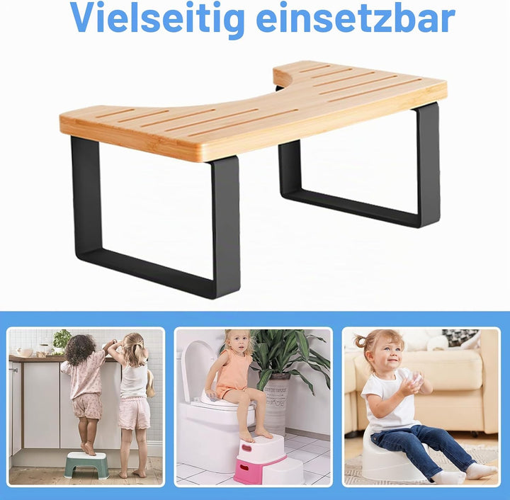 Toilettenhocker Erwachsene, wc Hocker Erwachsene, Holz-Toilettenhocker Anti-Rutsch Klohocker, Tragba