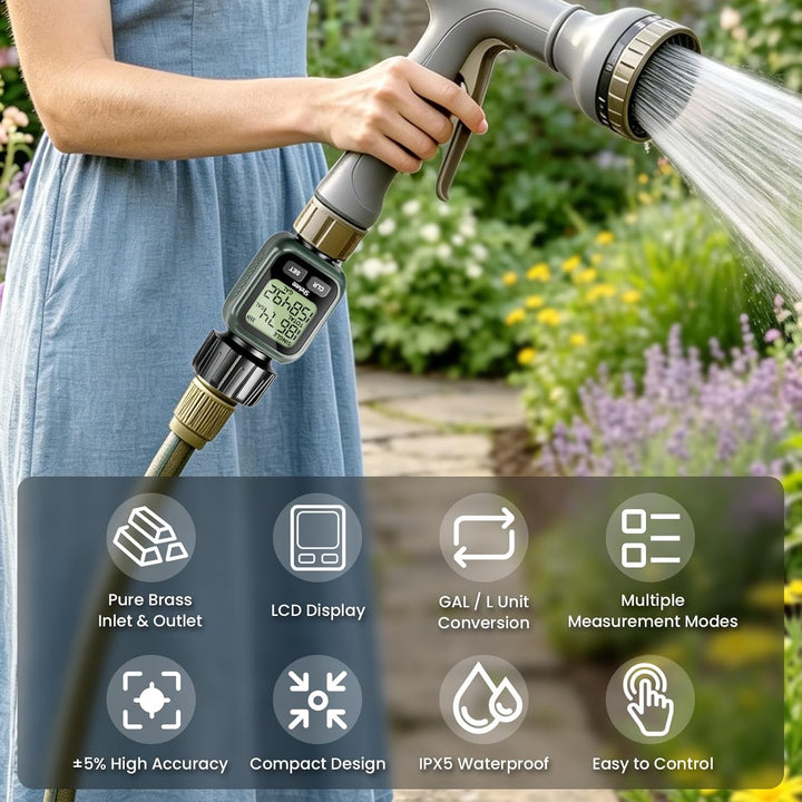 Wasserdurchflussmesser mit LCD-Display, Einzeln- und Gesamtmessung in GAL/min