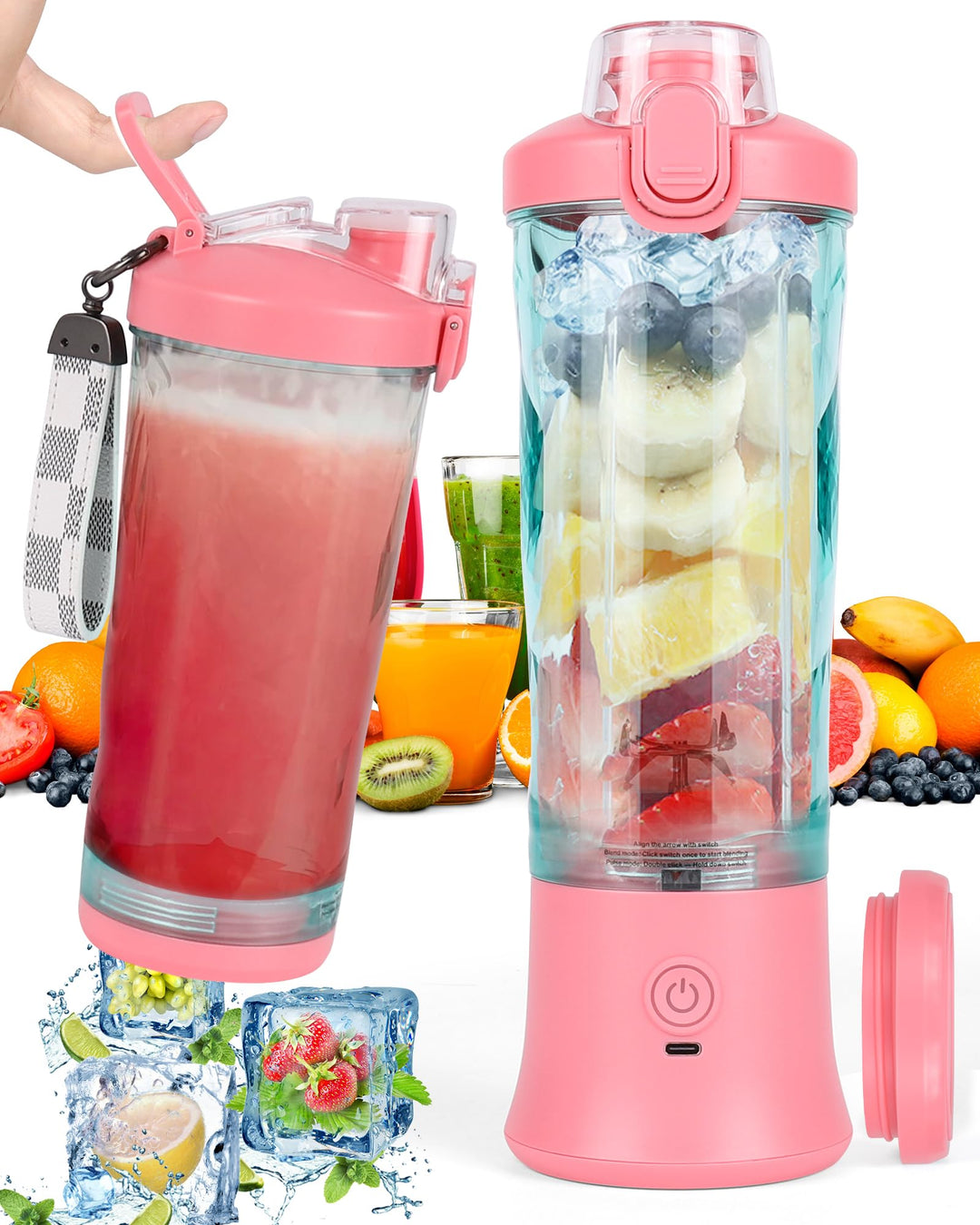 Dreamhigh® Mixer Smoothie Maker, 600ml Tragbarer Mixer für Smoothies und Shakes mit 6 Klingen, 4000m