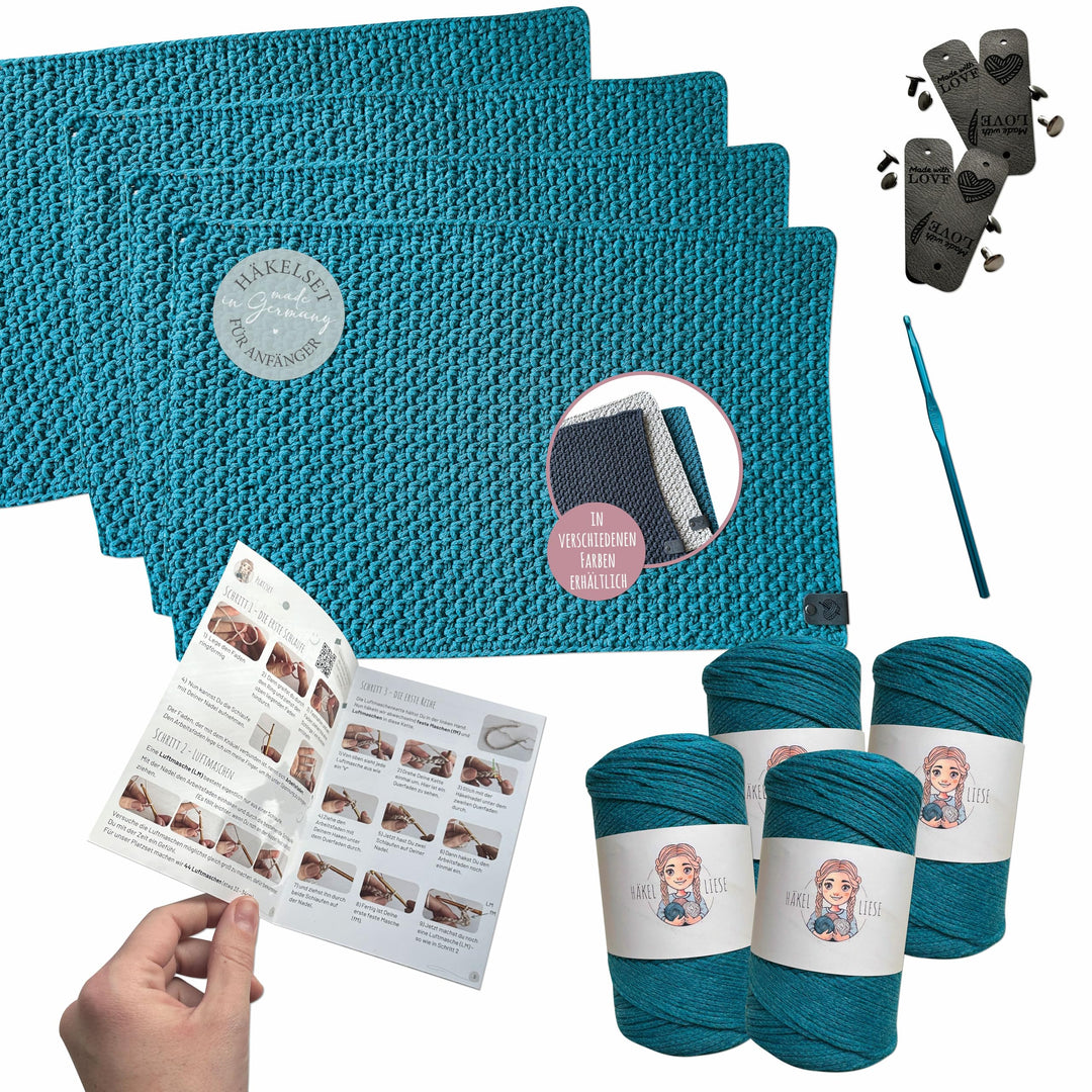 HÄKEL LIESE Häkelset für Anfänger – Platzsets häkeln & Tischsets Stoff selbst machen | DIY Häkelset