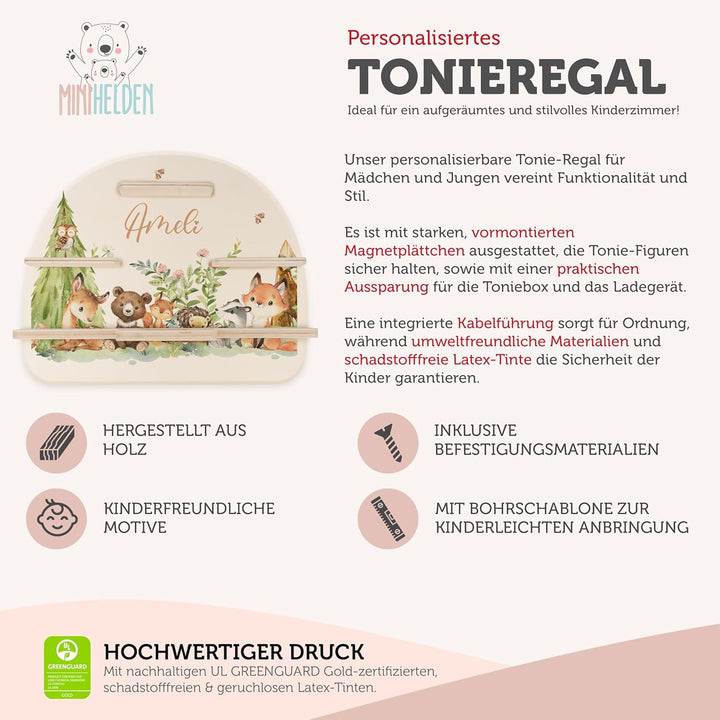 Tonie Regal mit deinem Wunsch-Namen | Wandregal Kinderzimmer zur Aufbewahrung der Tonie Box &amp; Hörfig