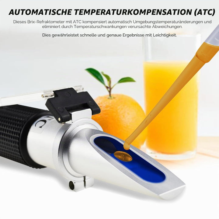 Brix-Refraktometer mit ATC, Bereich 0-32% Brix mit 0.2% Aufteilung, Für Branntwein, Bier, Obst, Schn