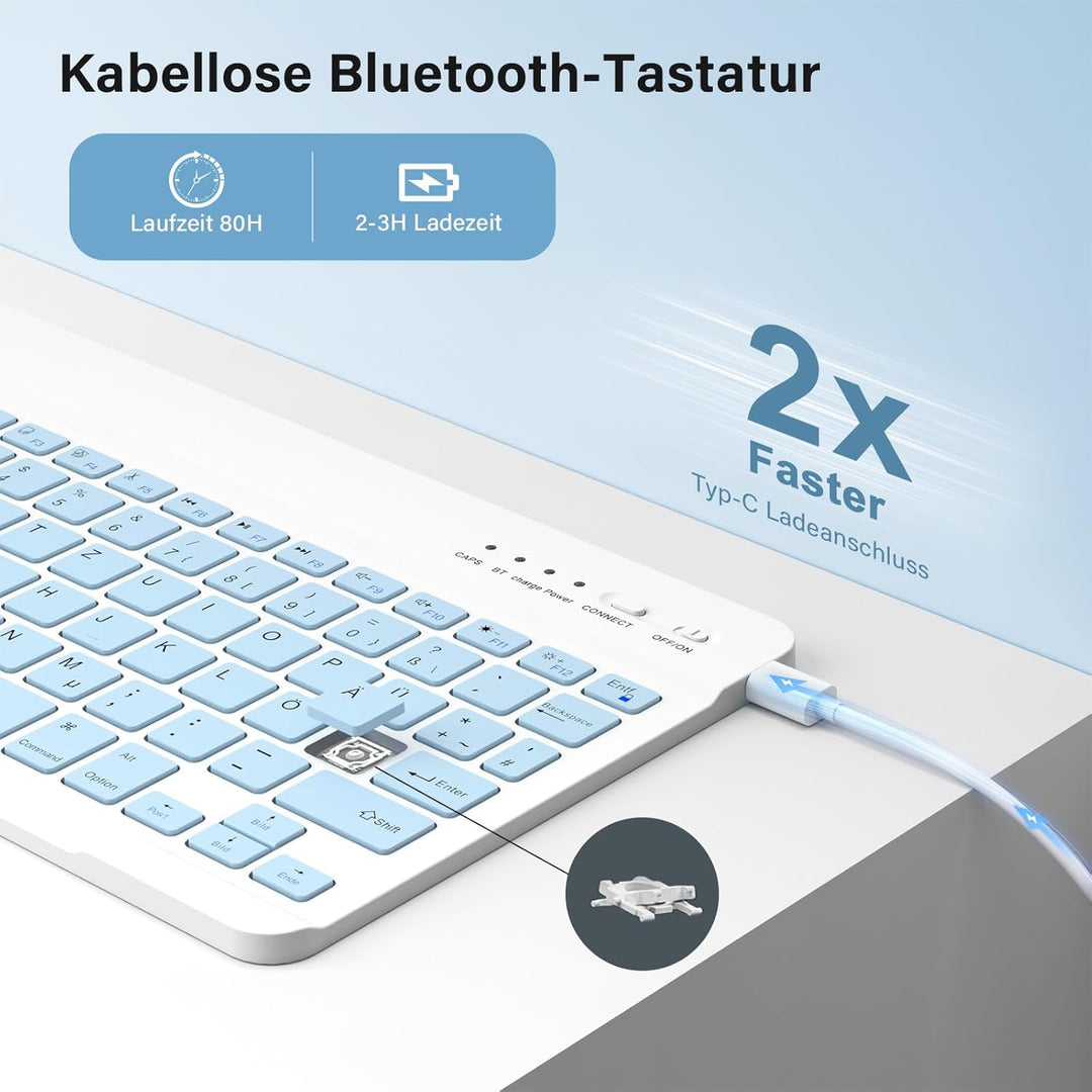 CC Store Hülle mit Tastatur für iPad A16 11 Generation 2025/10 Generation 2022 (11/10.9 Zoll), Magne