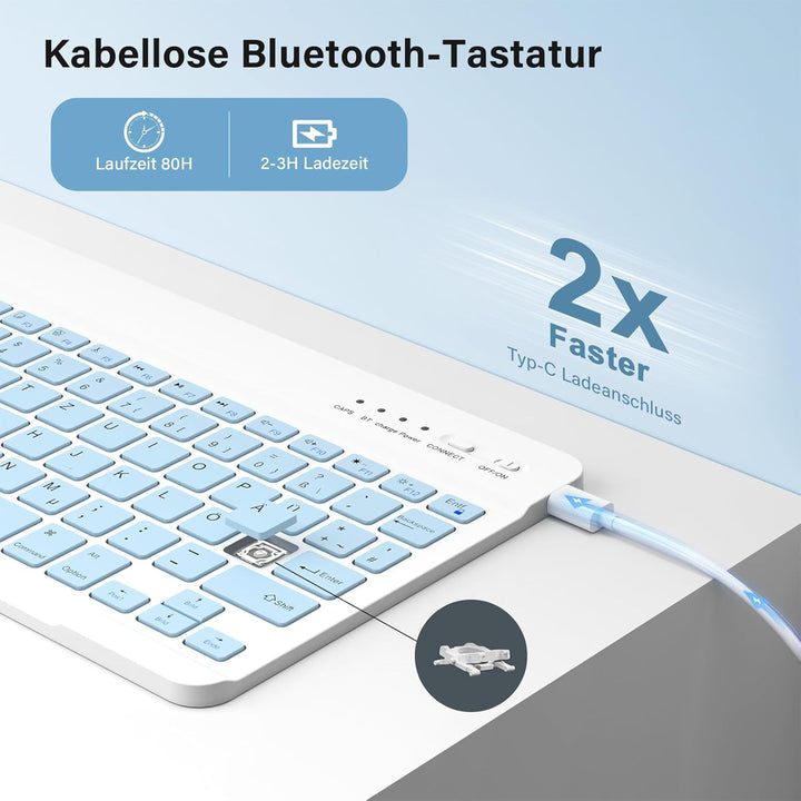 CC Store Hülle mit Tastatur für iPad A16 11 Generation 2025/10 Generation 2022 (11/10.9 Zoll), Magne