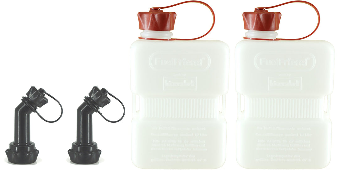 FuelFriend®-PLUS CLEAR 1,0 Liter - Klein-Benzinkanister Mini-Reservekanister + verschliessbares Ausl