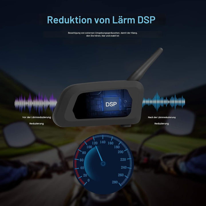 EJEAS V6 Pro Motorradhelm Bluetooth Intercom Headset 1200M 2 Personen Vollduplex Wireless Motorrad I