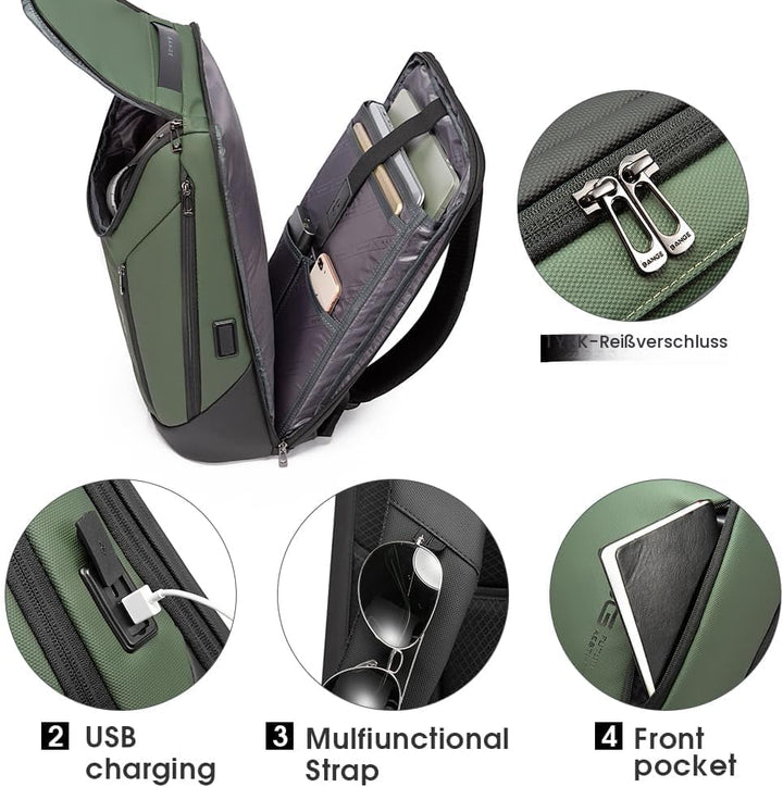 BANGE Business-Smart-Rucksack, wasserdicht, 39,6 cm (15,6 Zoll), Laptop-Rucksack mit USB-Ladeanschlu