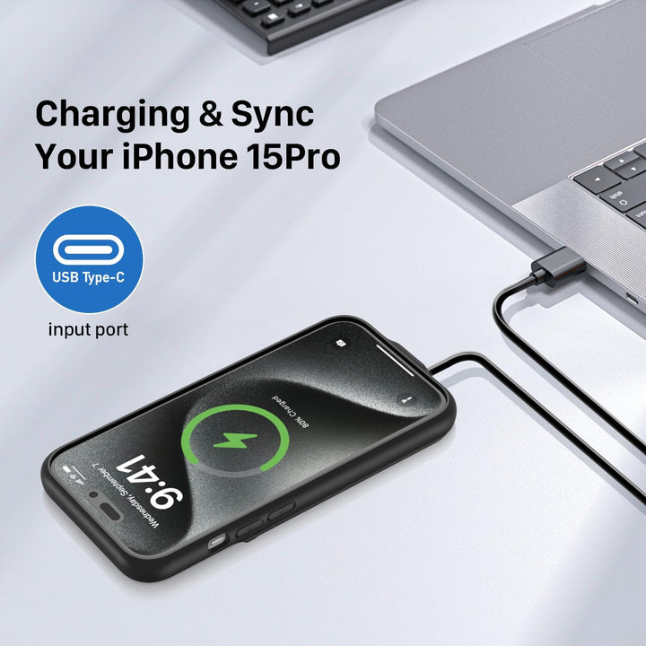 TQTHL Akkuhülle für iPhone 15 pro, [ 6800mAh ] Zusatzakku Ladehülle Akku hülle Handyhülle,wiederaufl