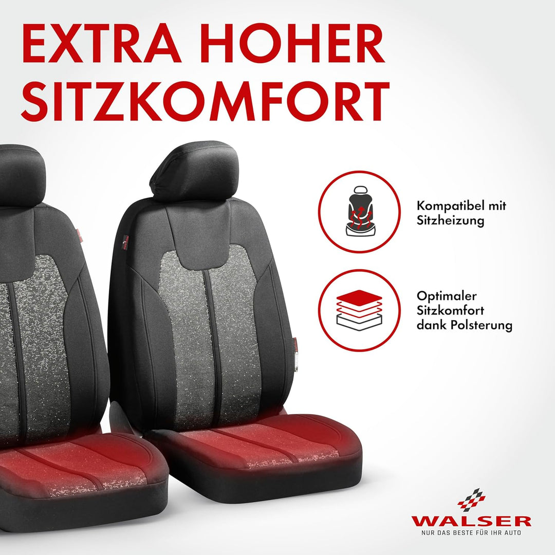 Walser Autositzbezüge Corso mit Reissverschluss, Zipp-IT Schonbezüge, 2 Vordersitzbezüge schwarz/Sil