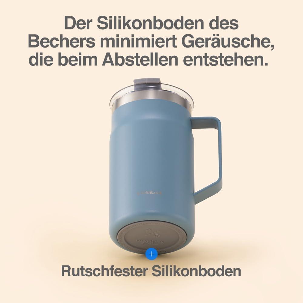 LocknLock Metro Becher Premium 18/8 Edelstahl doppelwandig isoliert mit Griff, perfekt für Tisch mit