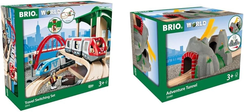 BRIO World 33512 Grosses Bahn Reisezug Set – Eisenbahn mit Bahnhof, Schienen und Figuren & Magischer