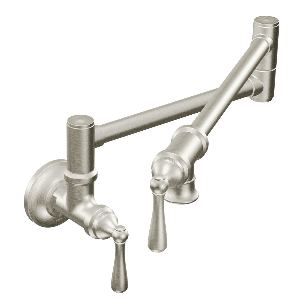 Moen S664SRS Traditionelle Wandhalterung, Schwingarm, klappbarer Topffüller, Küchenarmatur, fleckenr