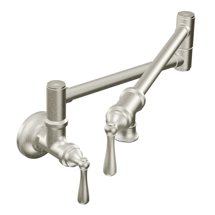 Moen S664SRS Traditionelle Wandhalterung, Schwingarm, klappbarer Topffüller, Küchenarmatur, fleckenr