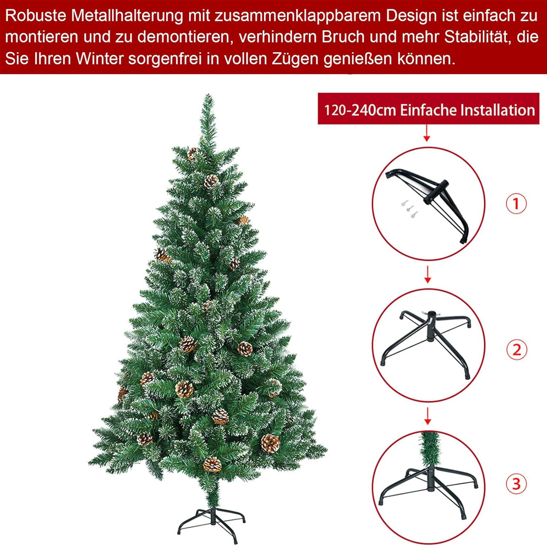 LZQ 180cm Weihnachtsbaum Künstlich PVC mit Schnellaufbau Klappsystem Tannenbaum Künstlich Christbaum