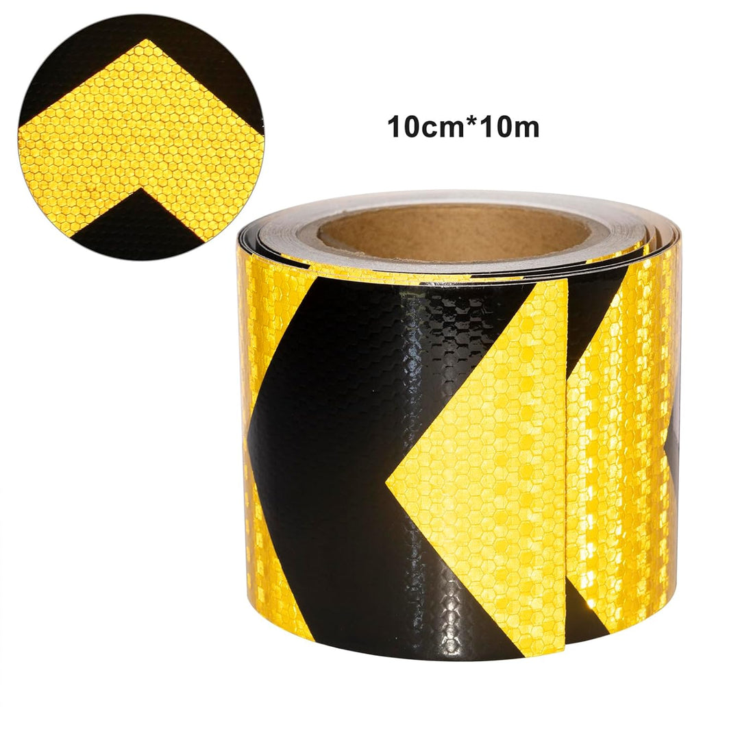 Reflektierendes Klebeband Gelb&Schwarz 10m x 10cm Wasserdicht Reflektorband Selbstklebend Warnklebeb